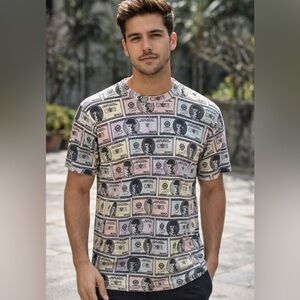 Vtg Circa Footwear More Money More Problems Skateboards Skate C1RCA AOP Tee Sz S